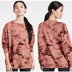 Athleta Balance Pullover Soft Sweatshirt Marine Palermo Pink Tie Dye Size XS‎